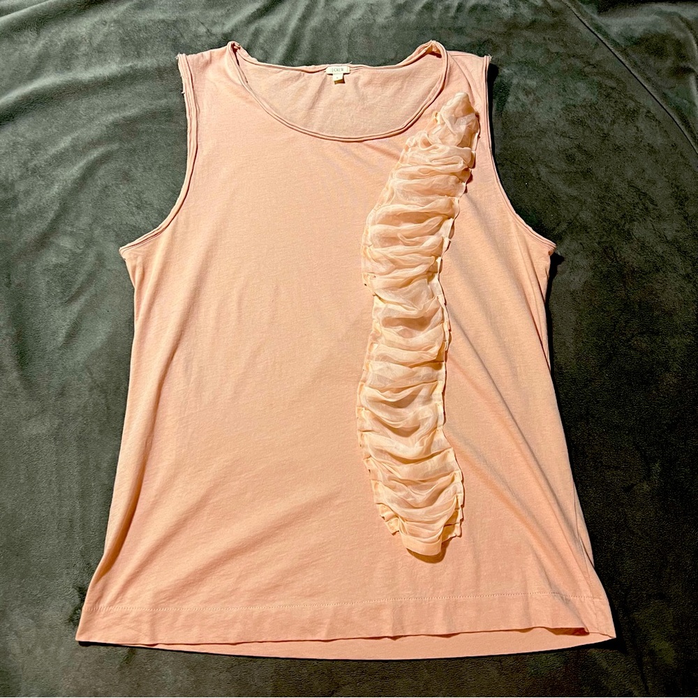 Women’s J. Crew Pink Organza Sash Tissue Cotton Tank Top sz L #20261 Sleeveless